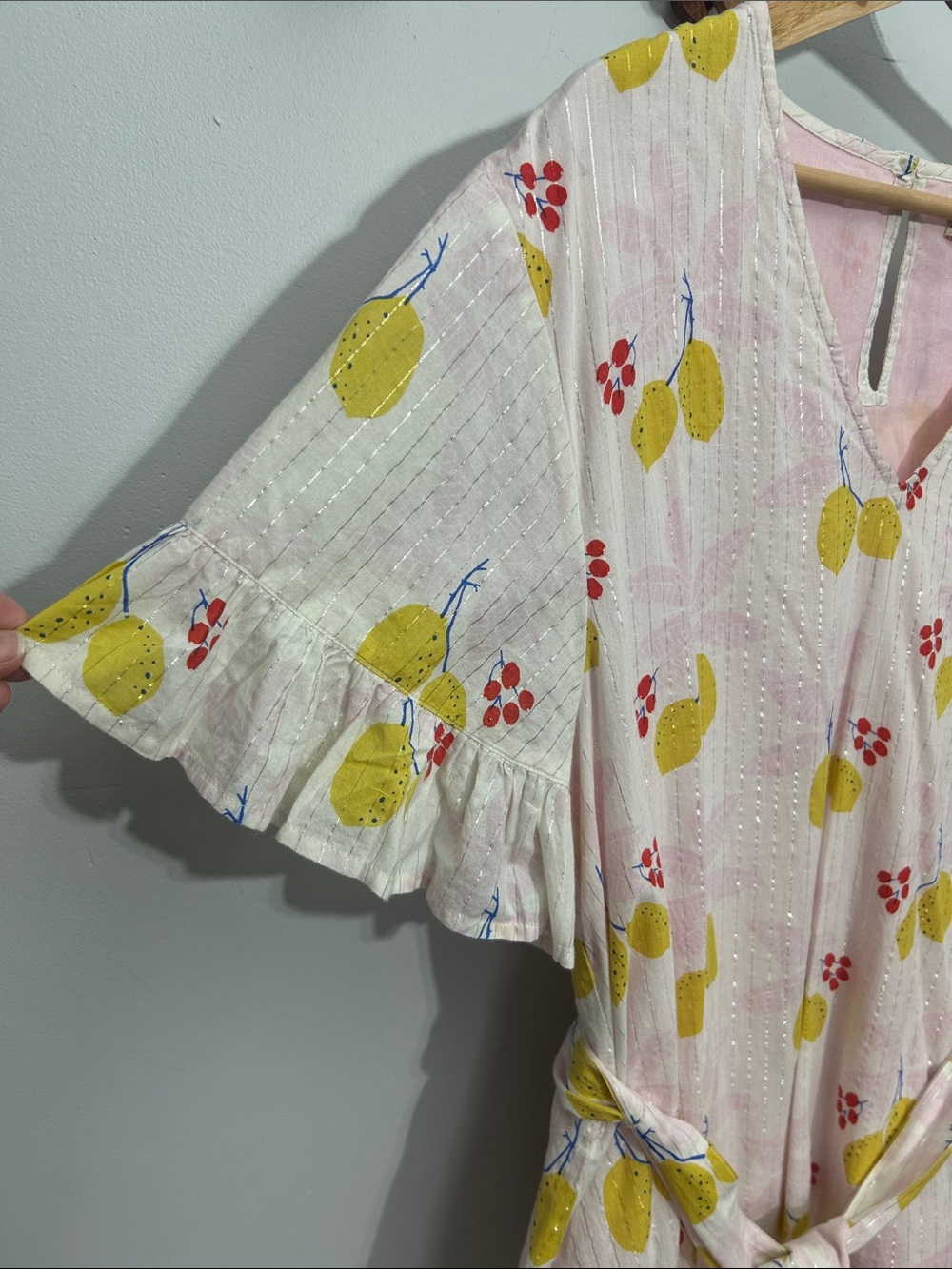 Pink Chicken Lemon Print Halsey Dress sz L - Picture 6 of 8